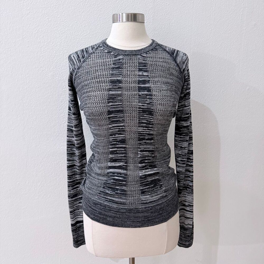 Faith Connexion Women's Size XS Black Gray Wool Silk Blend Long Sleeve Shirt Top